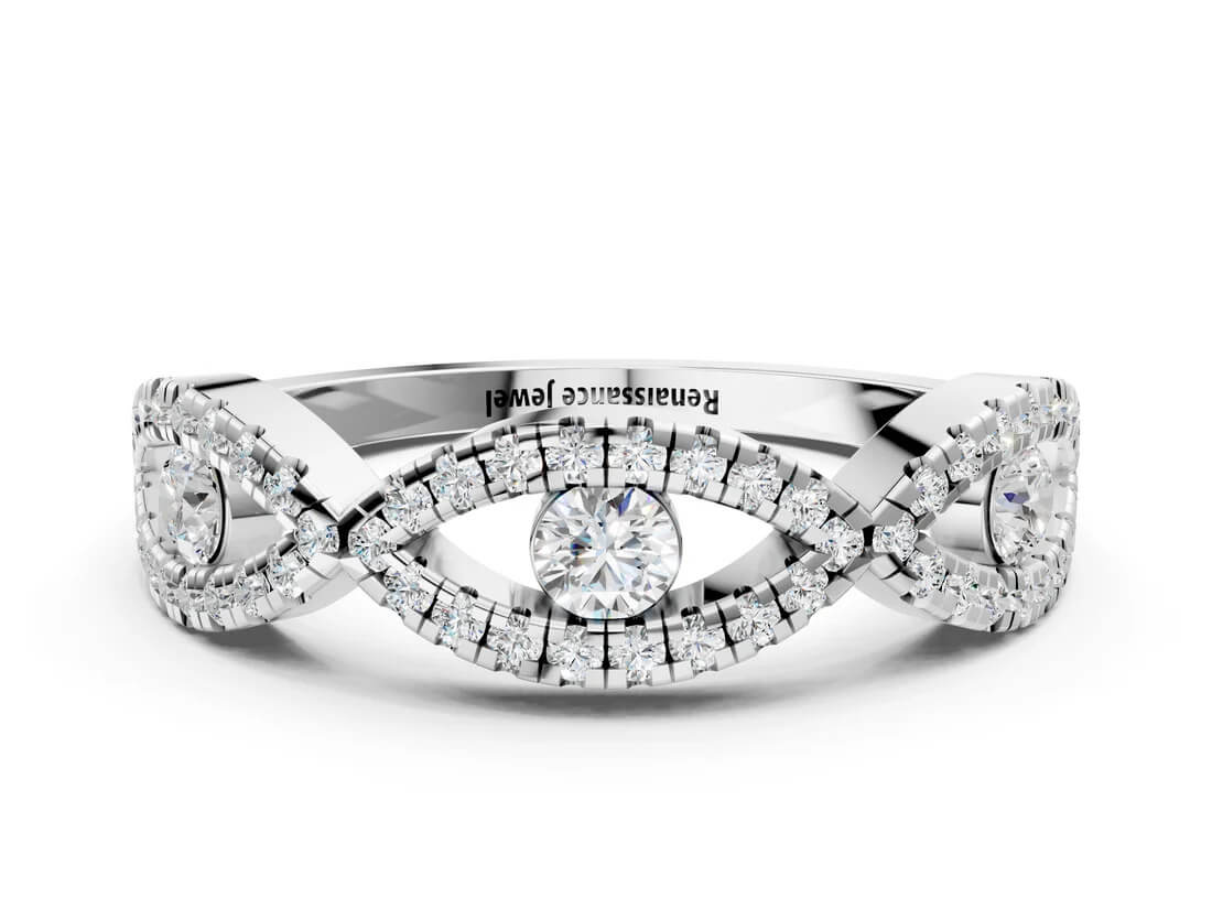 Platinum Round Diamond Marquise Halo Twist Band