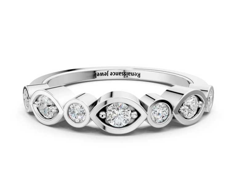 Silver Bezel Set Mixed Shape Diamond Eternity Band
