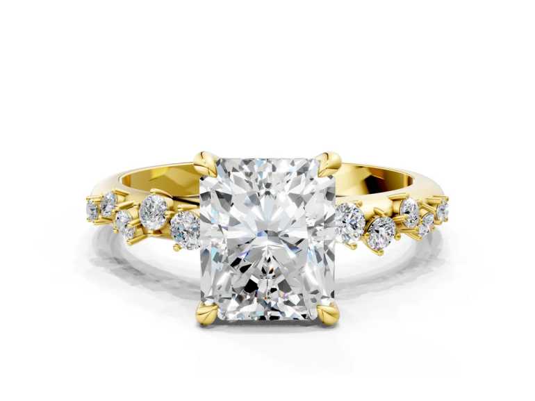 Yellow Gold Radiant Cut Diamond Vine Band