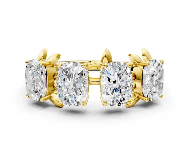Yellow gold Four-Stone Elongated Cushion Diamond Band