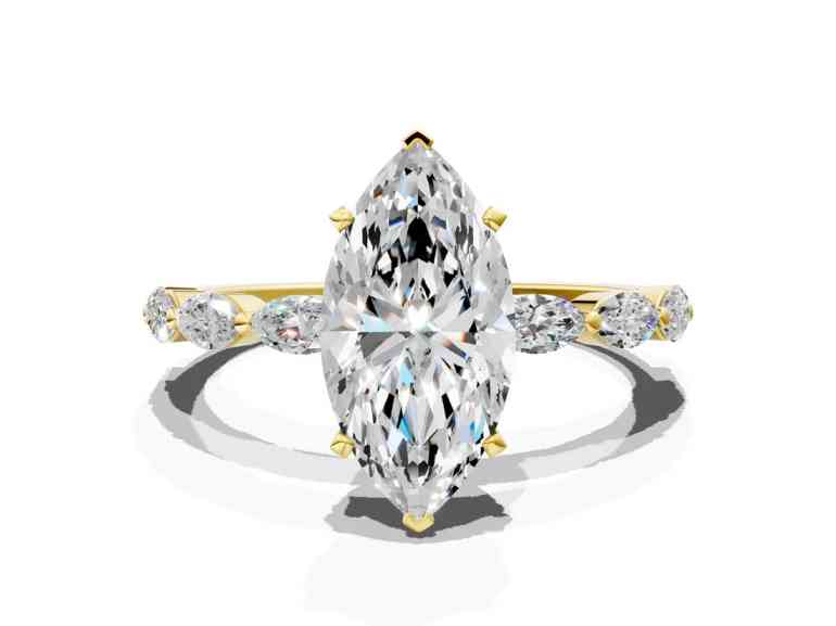 Yellow Gold Marquise Cut Diamond Ring