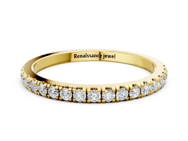 Yellow Gold Pavé Round Diamond Half Eternity Band