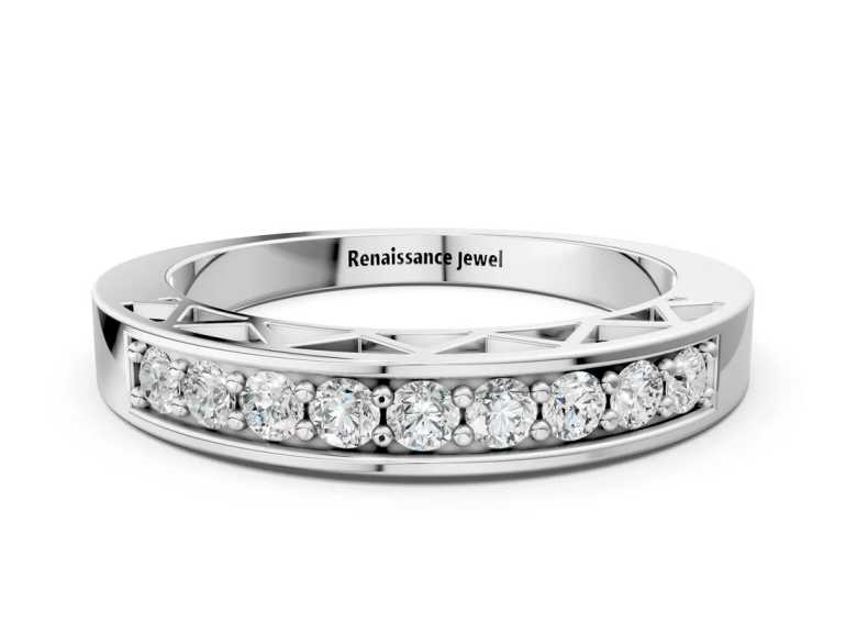 Silver Channel Set Round Diamond Eternity Band