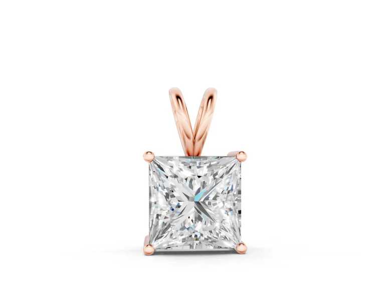 Rose gold Princess Diamond Solitaire Pendant